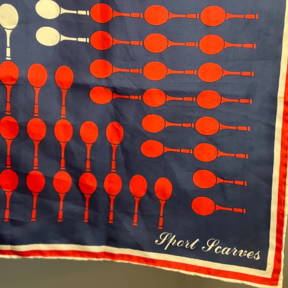 Vintage silk  1980’s Sports Scarf— tennis, badminton,ping pong - Picture 2 of 2